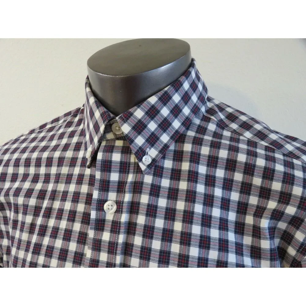 Mens Duluth Trading Long Sleeve Button Front Plaid Shirt Size M Plaid Blue White